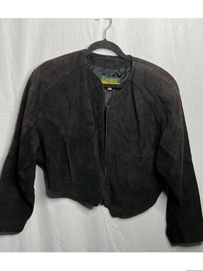 Danier Black Suede Cropped Zip Jacket